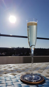 Sparkling wine in unusually good weather.