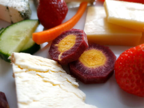 Fresh cheese with wonderful carrots.